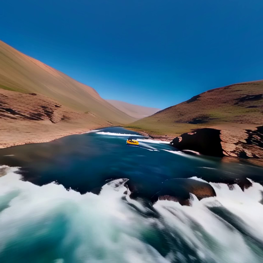 a river with rough waters and rapids, with a rocky mountain in the background